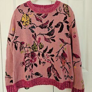 Ivko Jacquard Pullover Floral Pattern Sweater Size